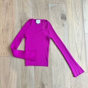 Pink Rose Fuchsia Ribbed Knit Sweater Top